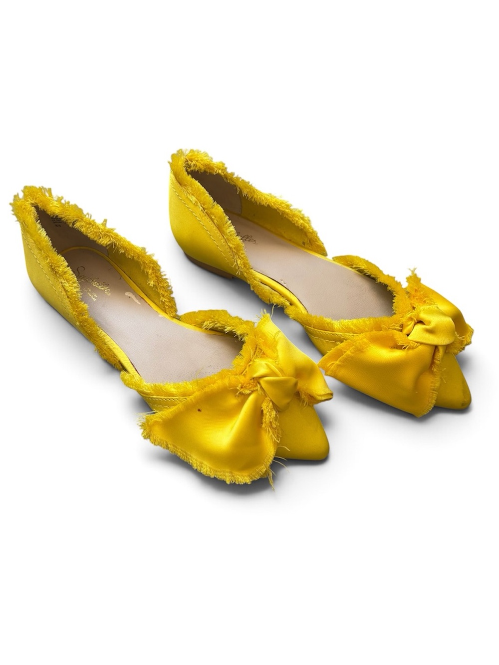 Seychelles Anthropologie Bed & Breakfast Satin Bow Flats Yellow Size 8.5